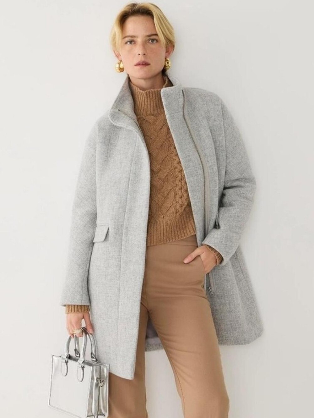 J. Crew Cocoon Coat in Italian Stadium-cloth Wool-blend - Size 14 Tall - Grey